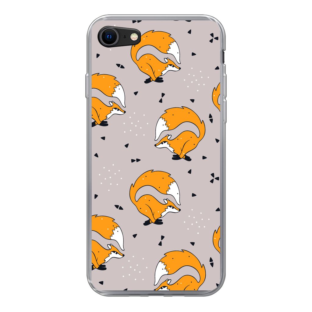 MuchoWow Handyhülle Schutzhülle Hülle für iPhone SE 2022 Mädchen - Fuchs - Tiere - Muster - Mädchen - Kinder - Kinder Silikon Softcase Hand...