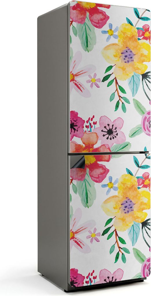 Blumenmuster in Aquarell – Magnetische Kühlschrank Abdeckung – Dekorfolie magnetisch Küche – Kühlschrank Magnet Deko – selbstklebende Ma...