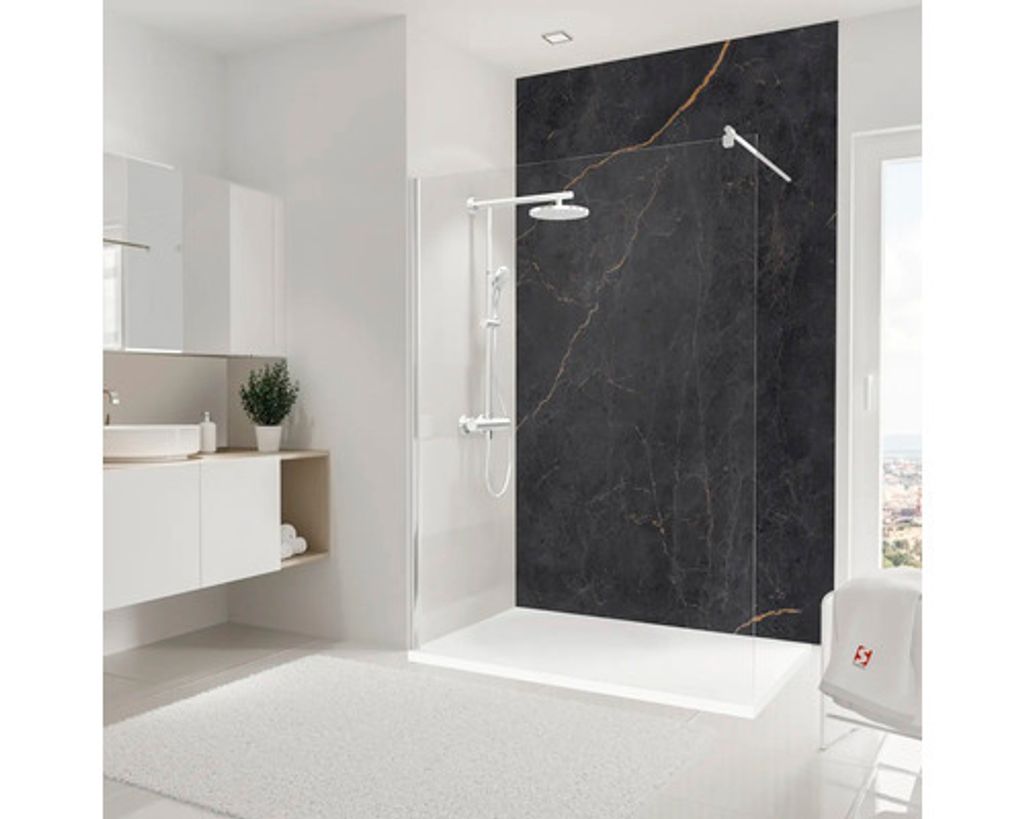 Duschrückwand SCHULTE DecoDesign Marmoroptik Softtouch Anthrazit-Kupfer 255 x 150 cm D19015254 841