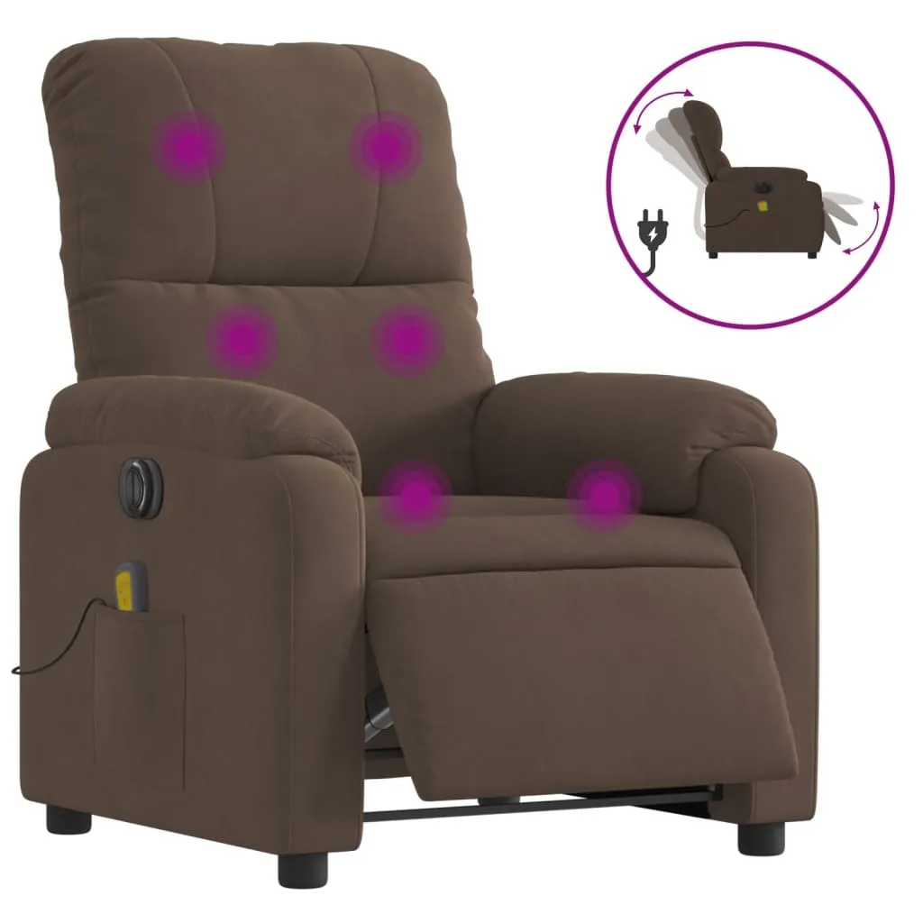 Fauteuil relax massant électrique en microfibre marron pour le salon