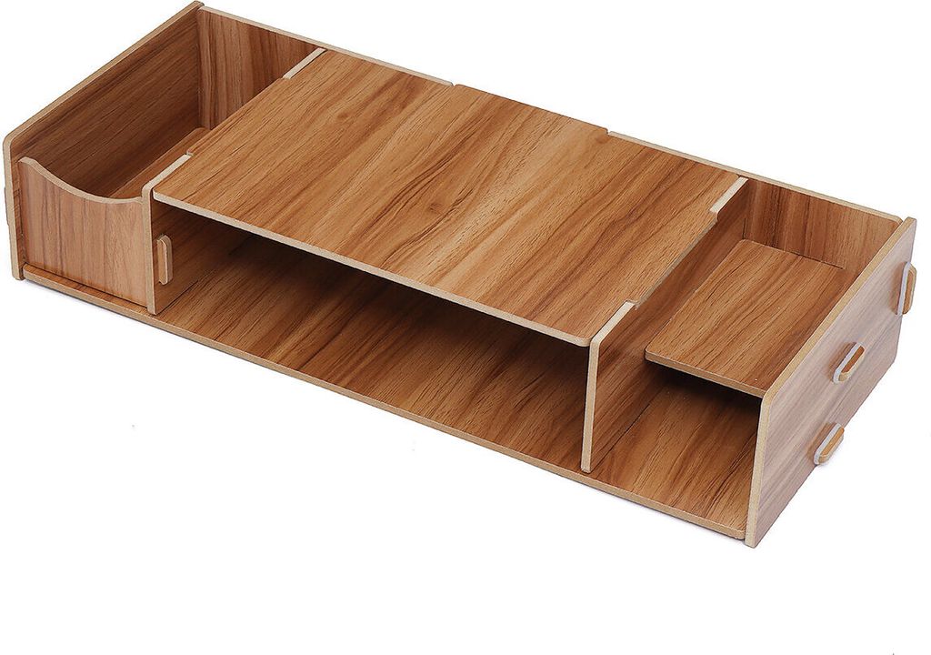 LCD-Computerdisplay mit erhöhter Computerunterstützung, Büro-Desktop-Speicherung und Arrangement-Regal 47.5 * 20 * 9.5cm - Weiß