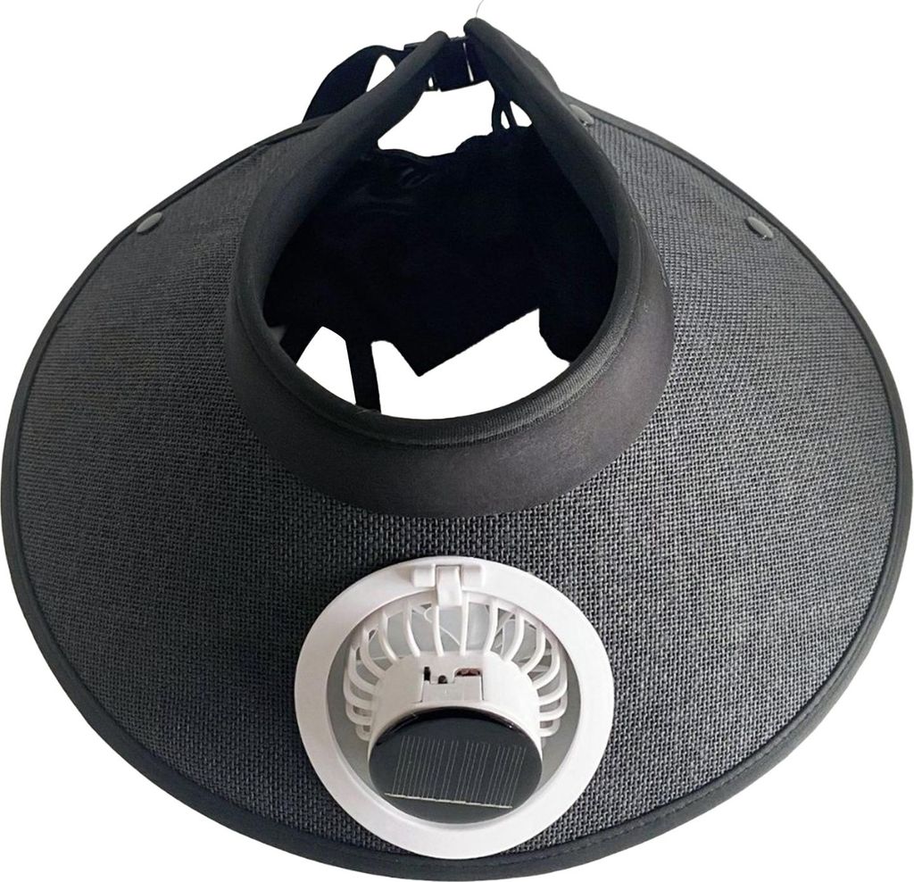 Sonnenhut mit breiter Krempe und eingebautem Ventilator, Strohhut mit Visier für den Sommer im Freien mit solar-/USB-betriebenem Ventilator für C...