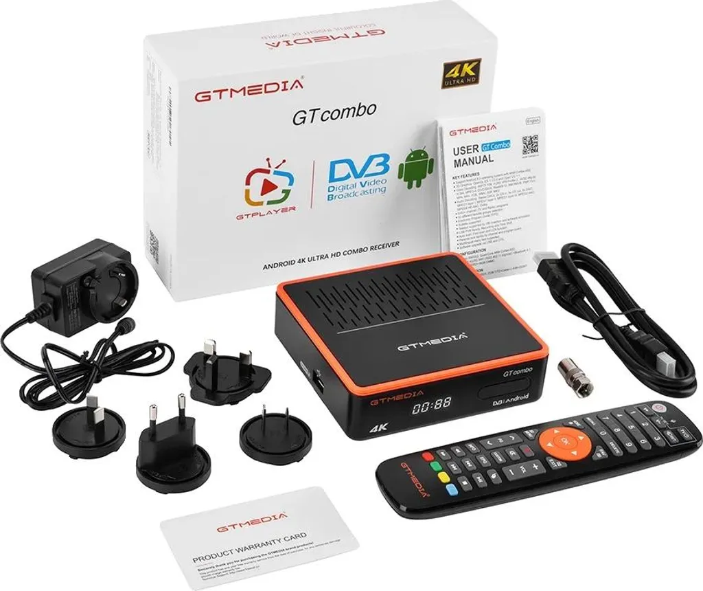 Décodeur TV 4K GT KOMBO Wi-Fi pour IPTV et Satellite sans Interruption