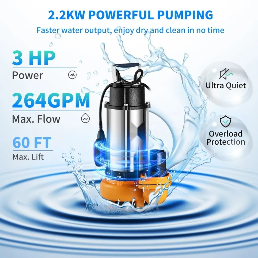 Solution anti-inondation : Pompe submersible 2200W pour évacuation rapide - 3