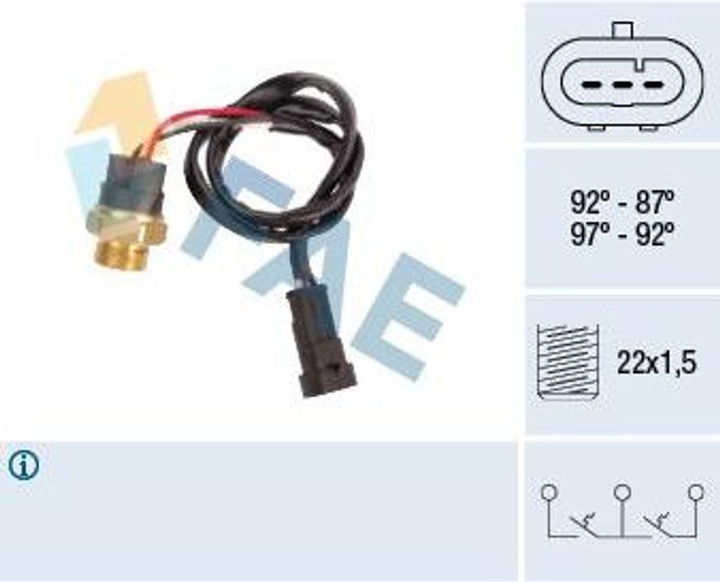 FAE 38280 Temperaturschalter, Kühlerlüfter OE 60606532 kompatibel mit Alf. 164