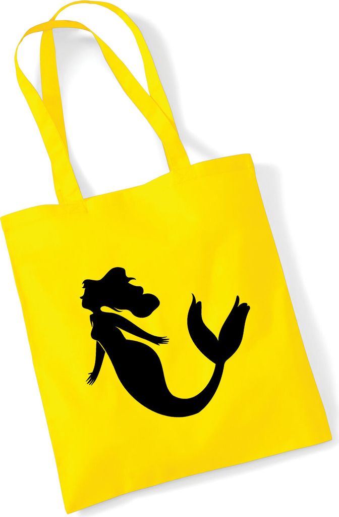 Huuraa Jutebeutel Meerjungfrau Silhouette 10 Liter Yellow Baumwolle Tasche Geschenkidee