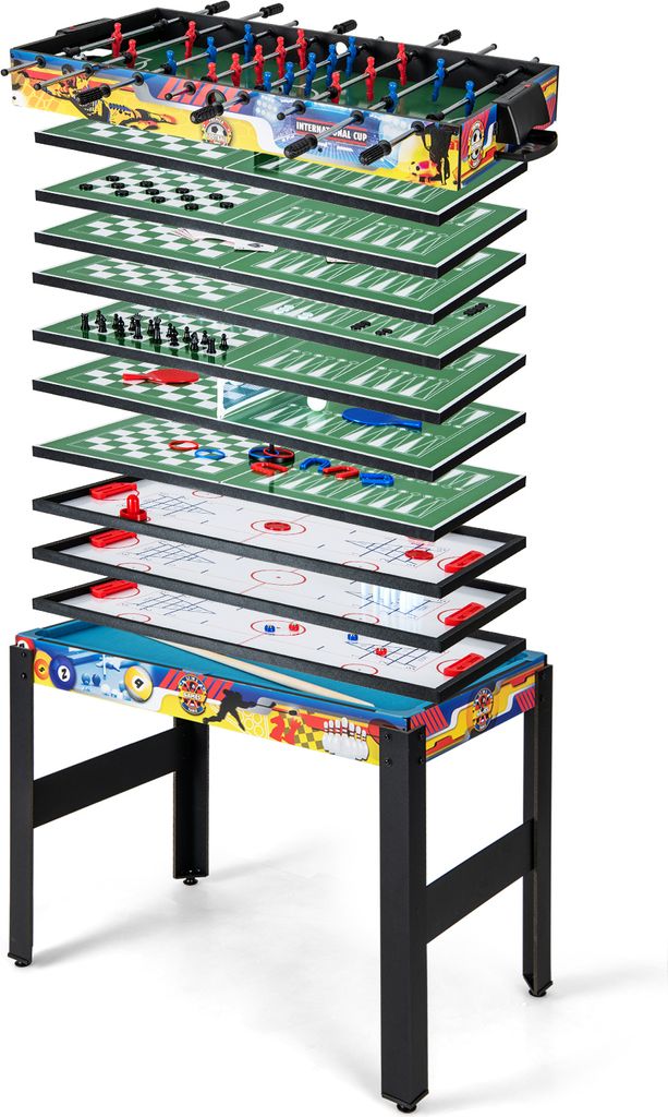 GOPLUS 12 in 1 Spieltisch, Multifunktionsspieltisch mit Tischfußball, Billard, Tischtennis, Hockey, Bowling, Shuffleboard und mehr, Kombi-Spieltis...