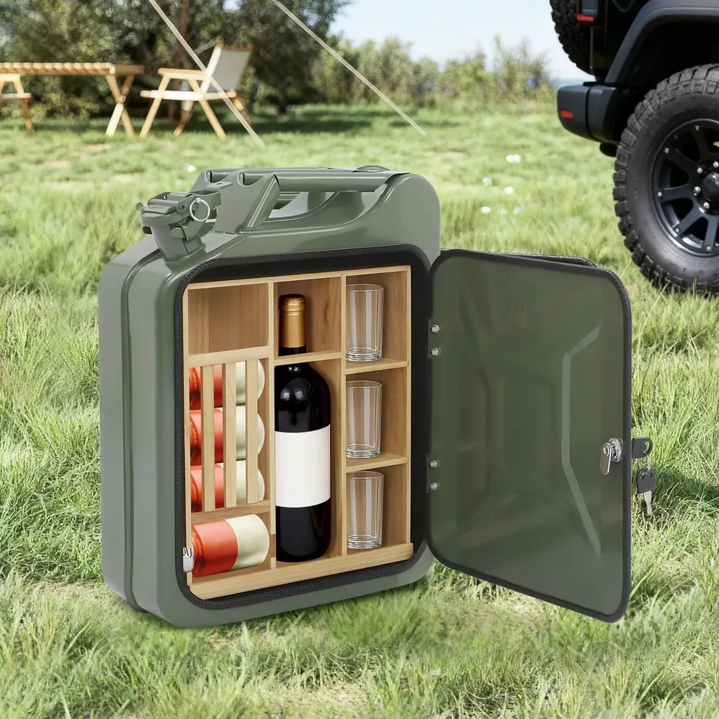 Bar à Whisky pour Salon et Bureau - Jerrycan Noir Mobile Design 47cm