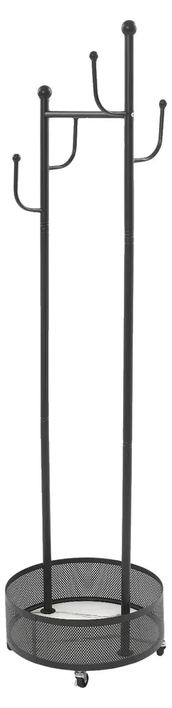 Portemanteau noir sur pied avec roulettes freinées et design robuste