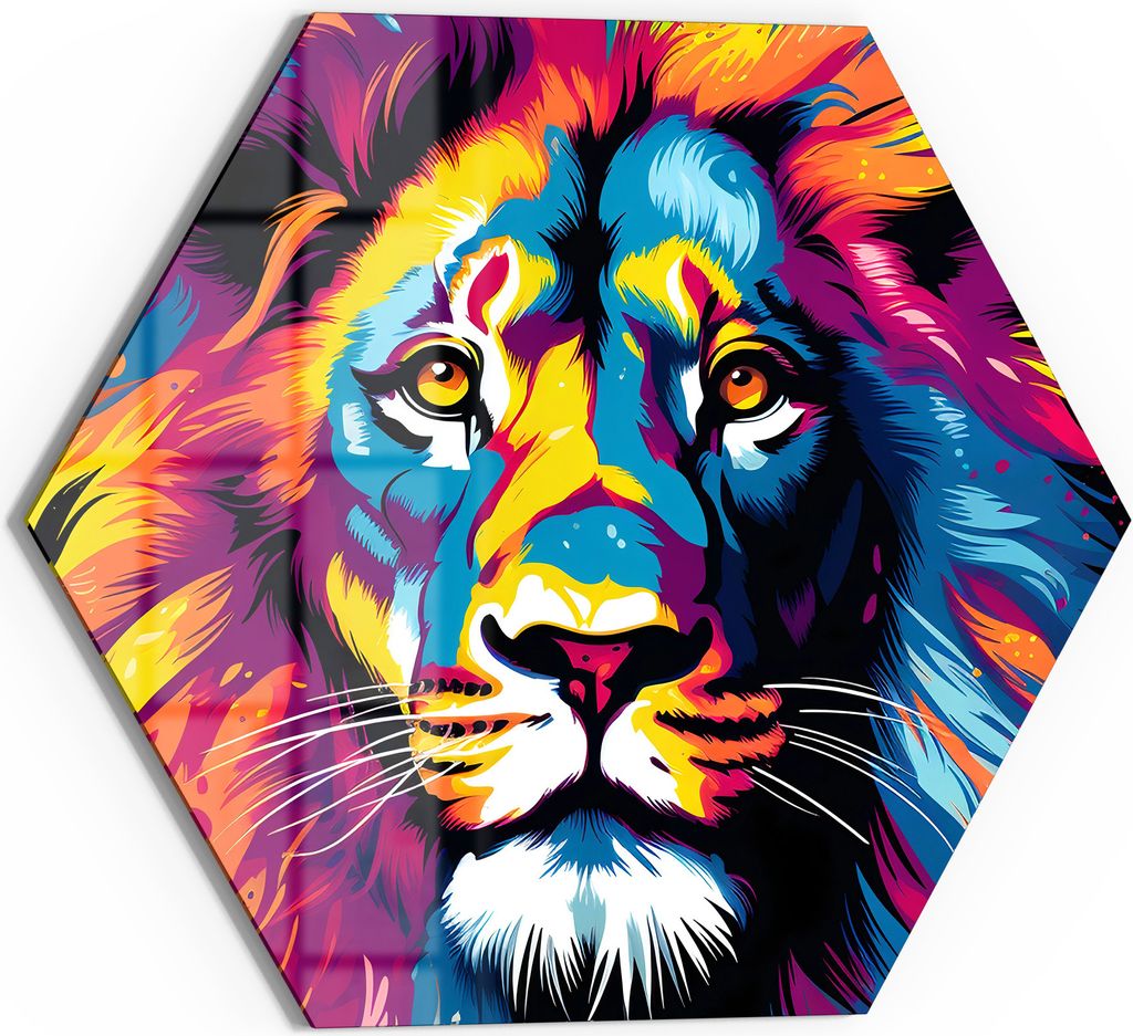 DEQOART Glasbild Echtglas 55x48 cm 'Farbenpracht des Königs' Wandbild Bild modern Deko