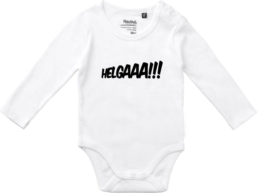 Huuraa Baby Body Helgaaa Schriftzug 74 White Baumwolle Fairtrade Langarmbody Geschenkidee