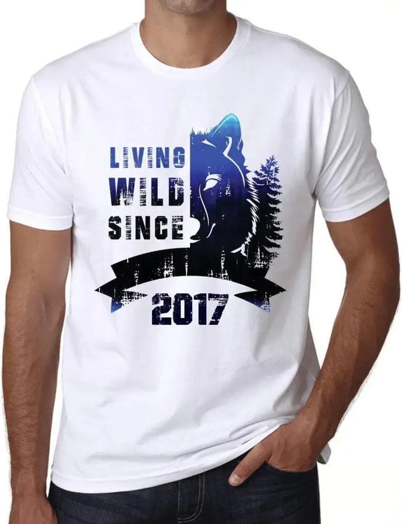 Herren Grafik T-Shirt Wildes Leben seit 2017 – Living Wild Since 2017 – Geschenk 7. Geburtstag Jahrestag 7 Jahre Jubiläum 7 Jährige Mann Jahr...