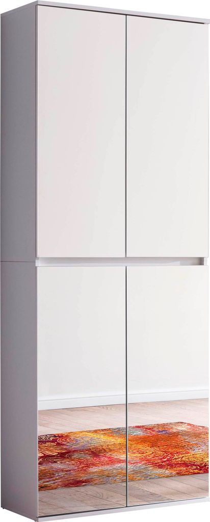 Garderobenschrank Mirror 4-trg weiß Spiegel Schuhschrank Produktbild 