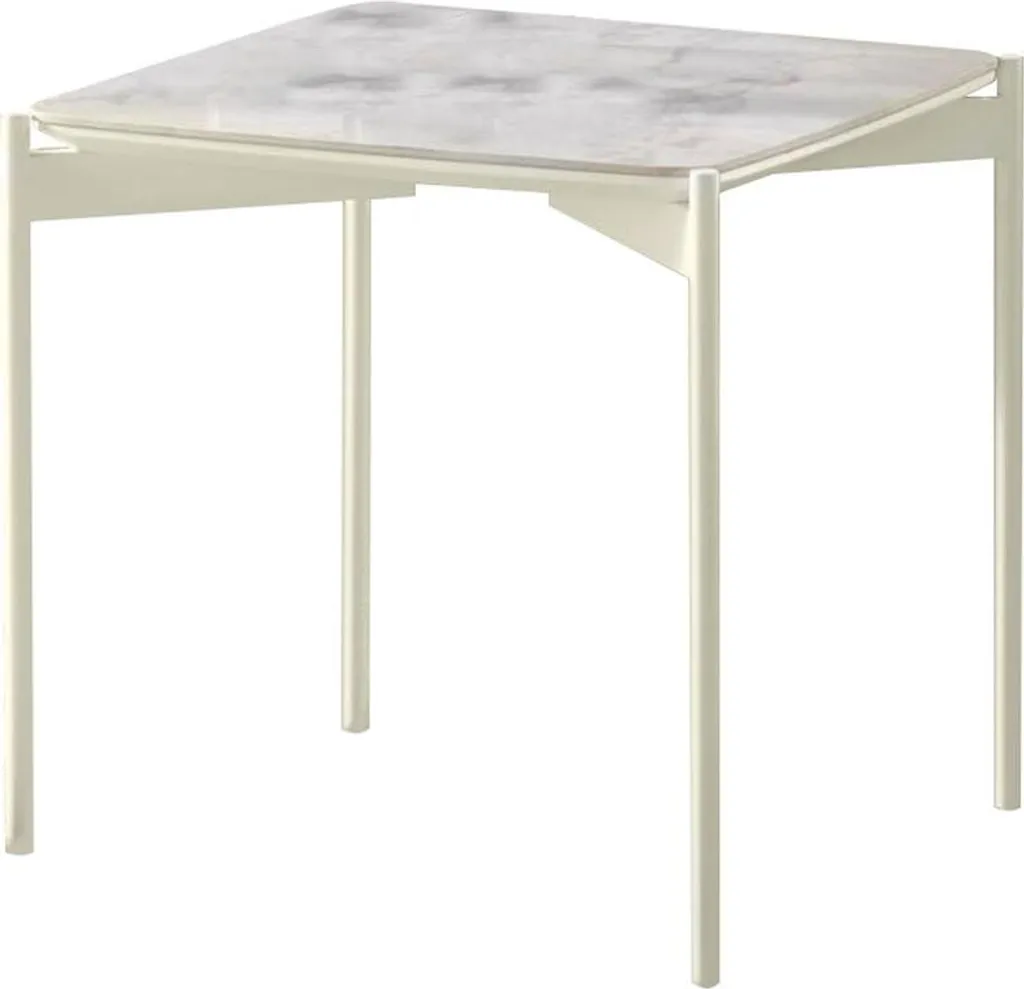 Ivy Table Basse 45x45x45h en Céramique Blanche - Design Cube Épuré