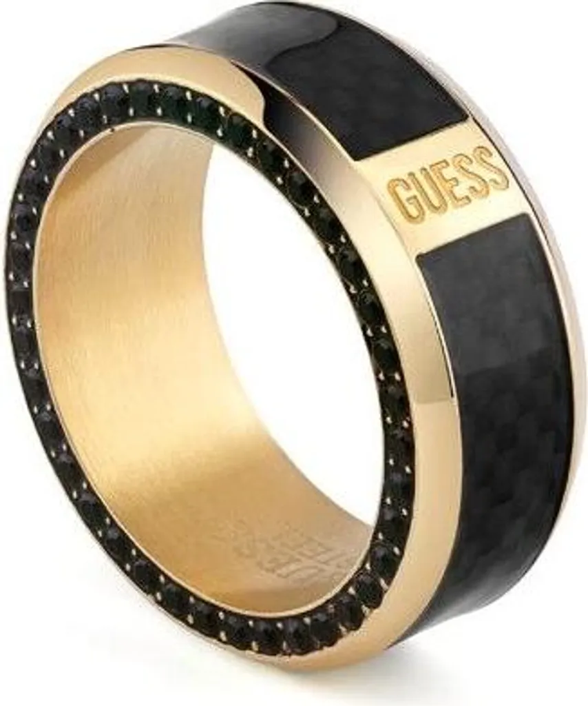 Anello Guess Uomo JUMR04041JWYGBK64 Misura 24 Acciaio e Carbonio