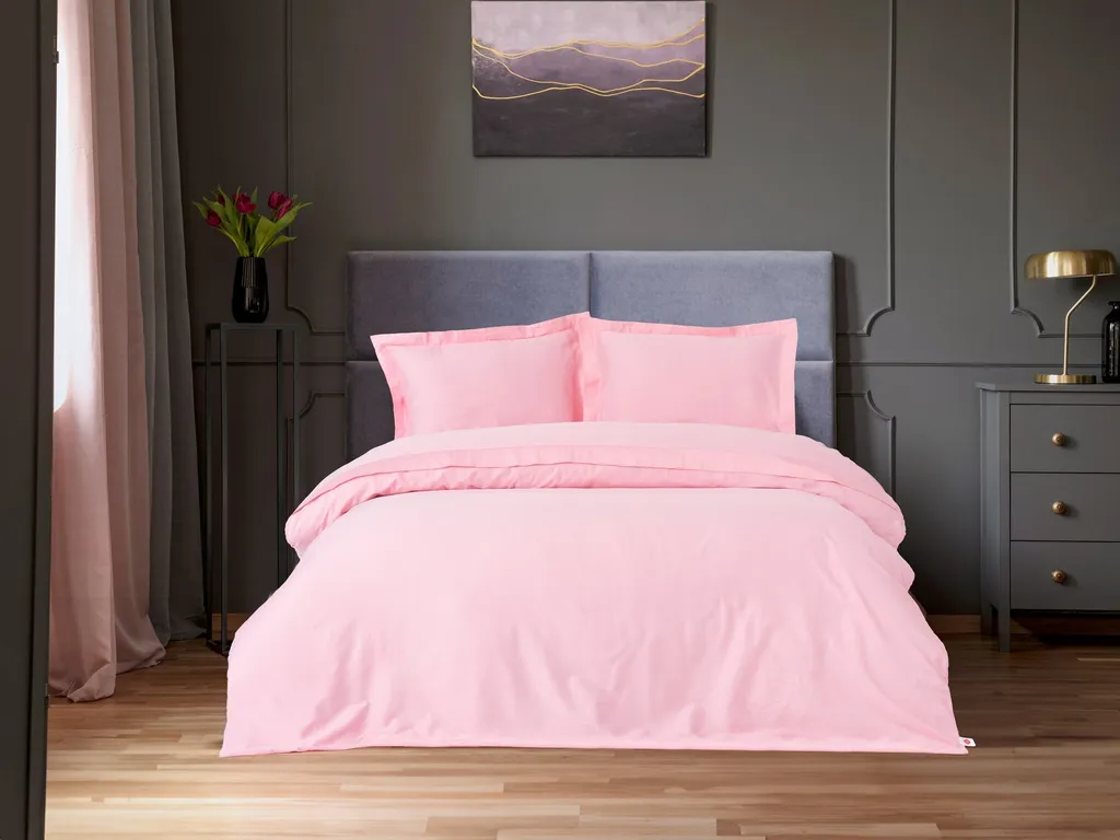 Set Copripiumino Raso di Cotone Rosa L'Essentiel Linge de Maison 135x135