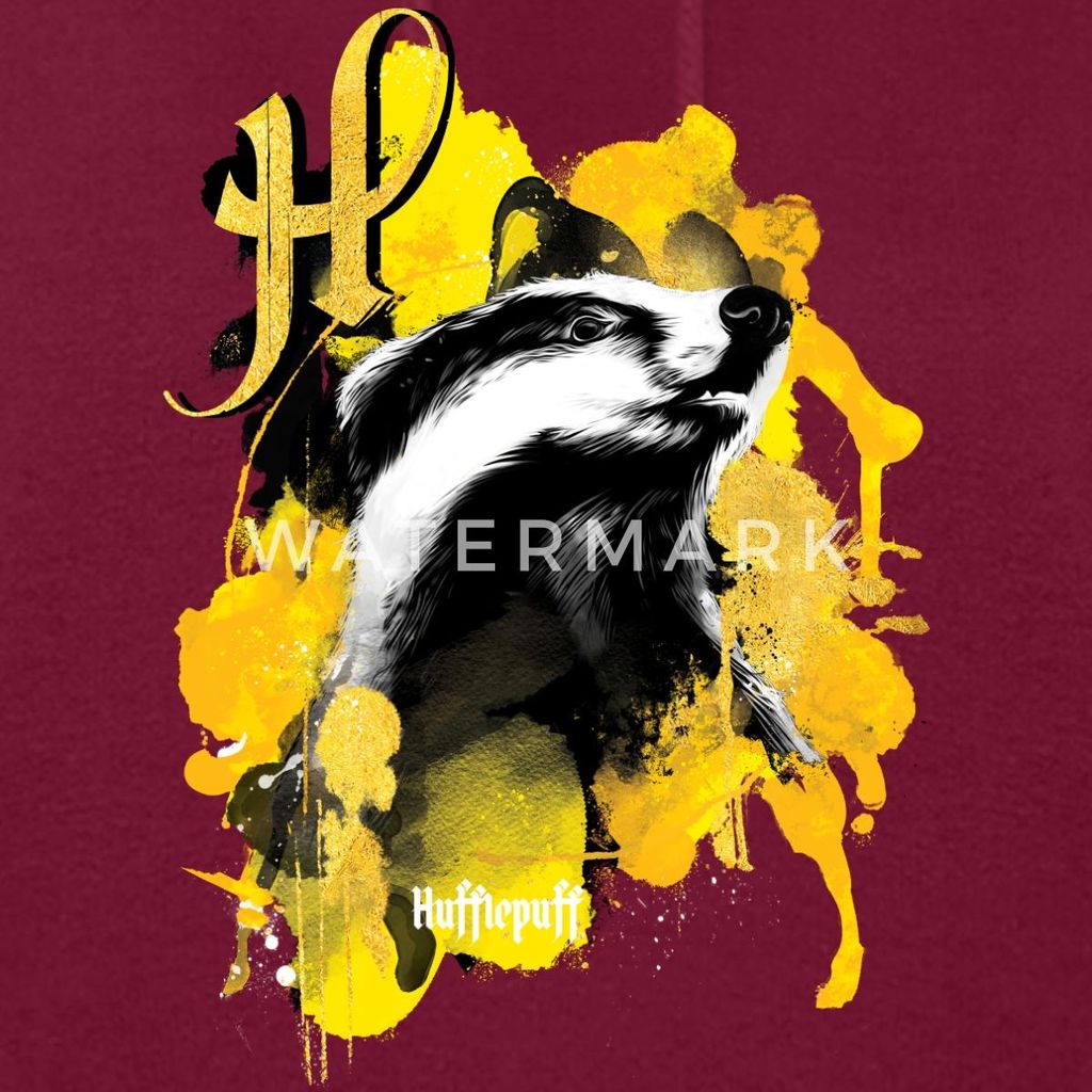 Spreadshirt Harry Potter Haus Hufflepuff Dachs Damen Hoodie, S, Bordeaux