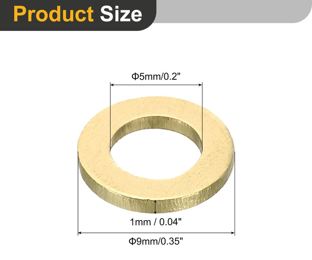 80 Stš¹ck Unterlegscheiben Set, M5 x 9mm x 1mm Messing Ring Beilagscheiben Sortiment, Flach Sicherungsscheiben Dichtungsring Metallscheiben fš¹...