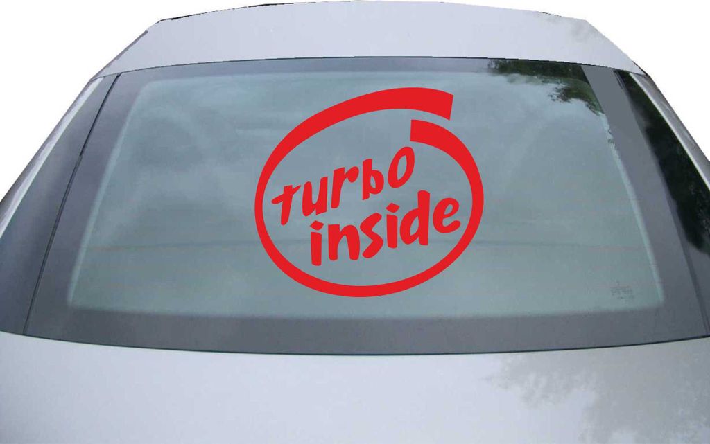 Indigos UG - Aufkleber Heckscheibe & Motorklappe DE2072 - rot - 600x550 mm - Turbo inside - Auto Scheiben Fenster Heckklappe Tuning Racing JDM - Di...