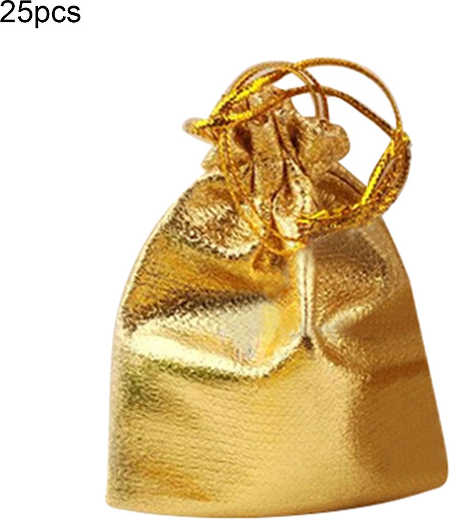 25 PCs Beutel Tragbares multifunktionales Organza-Goldschmuck Hochzeitsbeutel für Reisen-Golden