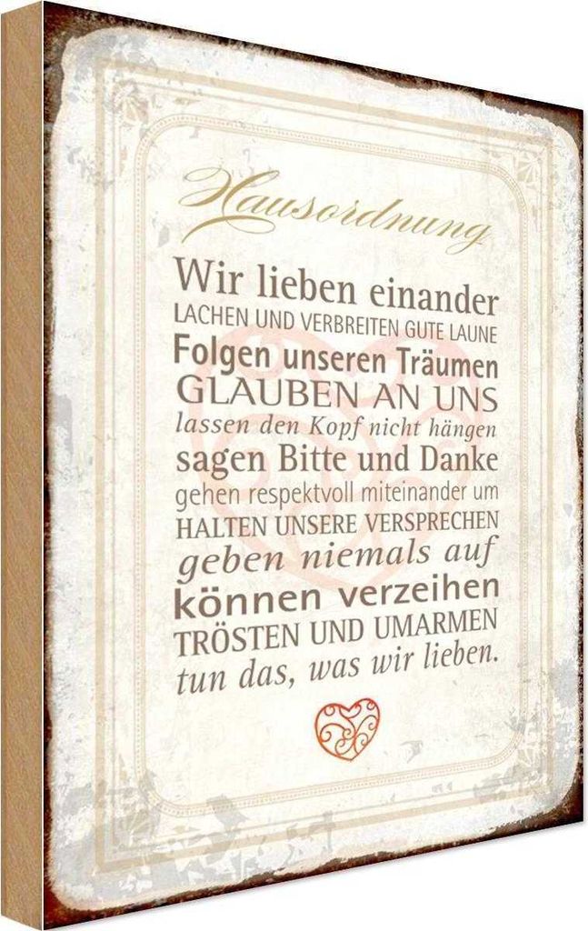vianmo Holzschild 30x20 cm Hausordnung Haus Spruch Zitat