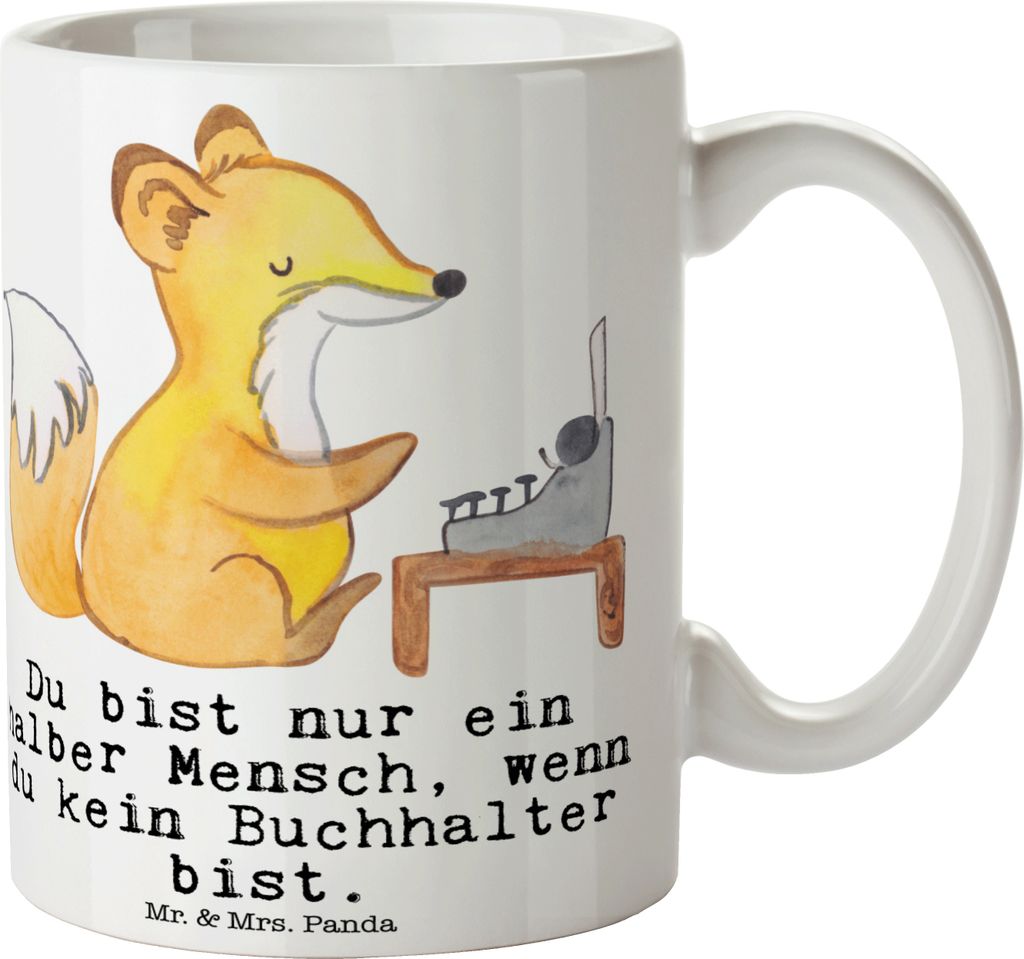 Mr. & Mrs. Panda Kaffeetasse Buchhalter Herz - Weiß - Geschenk, Lustig, Beruf, Henkelbecher, Trinkbecher, Jubiläum, Spruch, Kaffeebecher, Keramik...
