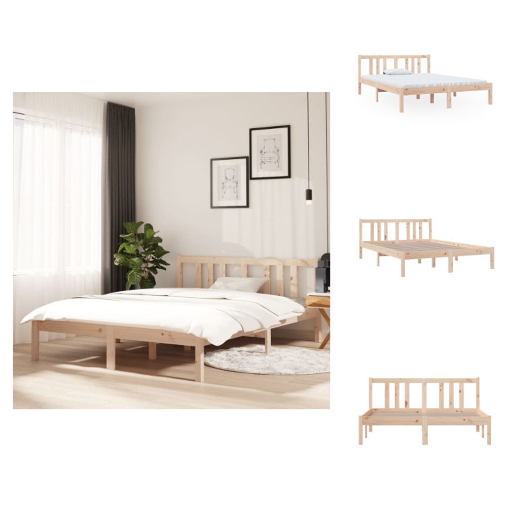 vidaXL Massivholzbett 135x190 cm - Betten & Bettgestelle