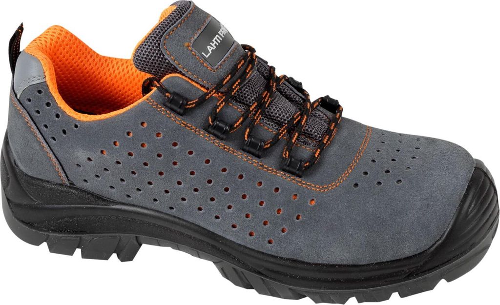 Wildlederschuhe Mit Löchern, Grau-Pom, S1P Src, "43", Ce, Lahti