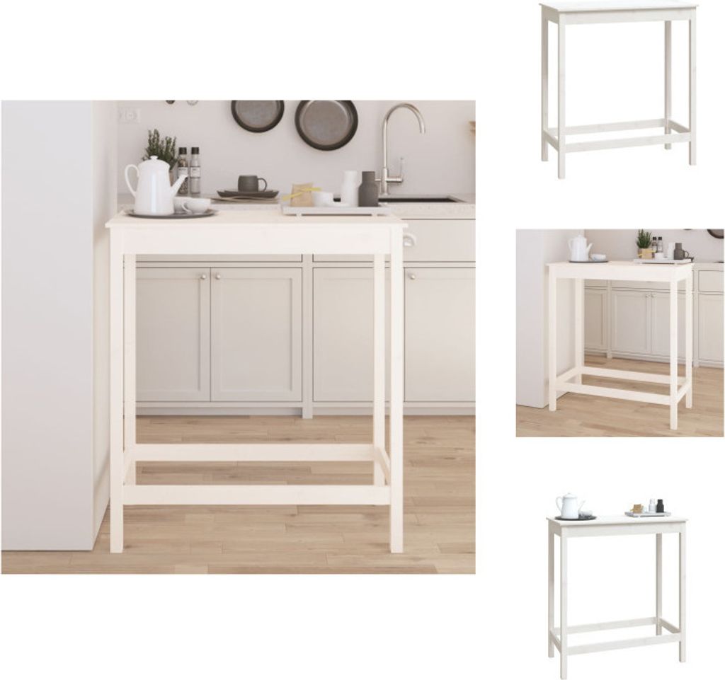 vidaXL Bartisch Weiß 100x50x110 cm Massivholz Kiefer - Esstische