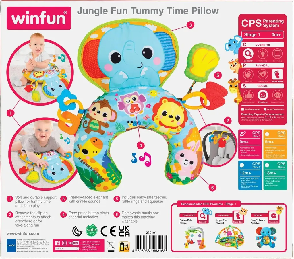 Coussin Bébé Musique et Dentition Jungle Fun : Solution Éveil et Confort