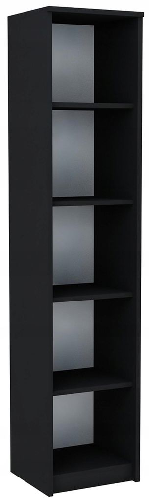 MATKAM Offenes Hochregal BODO R40O, B40 x H182 x T35 cm, 4 Bretter und 5 Fächer, Vielseitiges Design für Bücher & Ordner, (Schwarz)