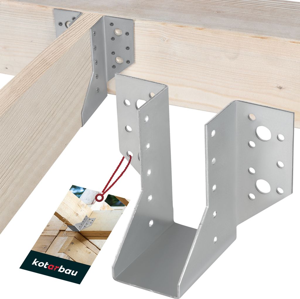 KOTARBAU Balkenschuh 50 x 105 mm Holzverbinder aus Verzinkt Stahl Balkenschuhe Balkenverbinder Schwerlast Balken Verbinder Holzbalkenverbinder Ho...