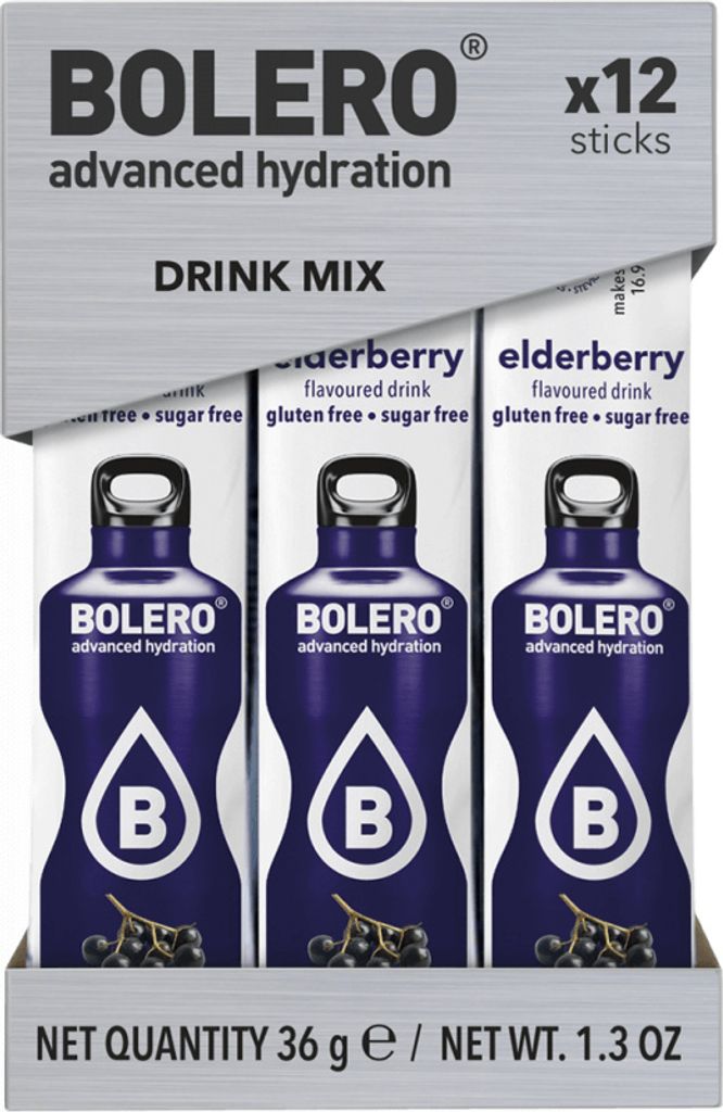 Bolero Sticks (12x3g) Elderberry - Intra- & Post-Workout - Produktbild 