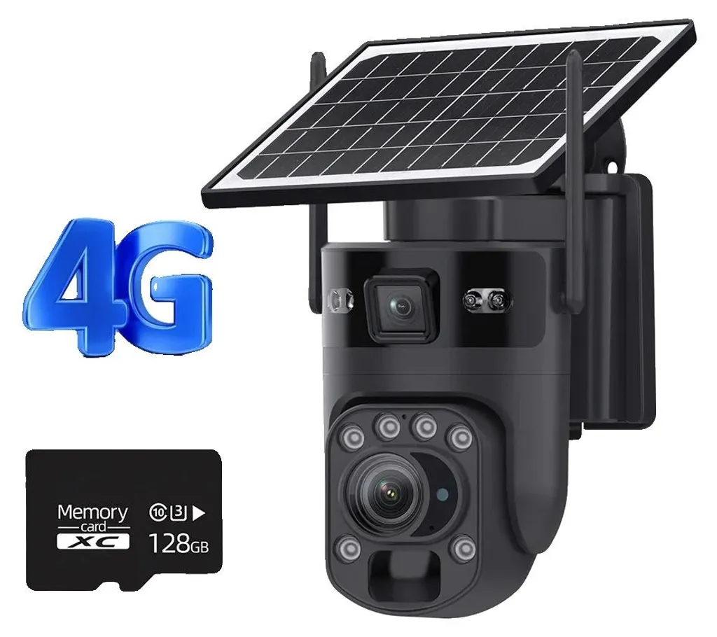 Caméra dôme motorisée 4G solaire extérieure 360° noire avec stockage