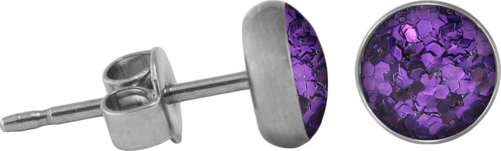 Chirurgenstahl Ohrstecker Glitterline Farbe - Lila Größe - 8 mm
