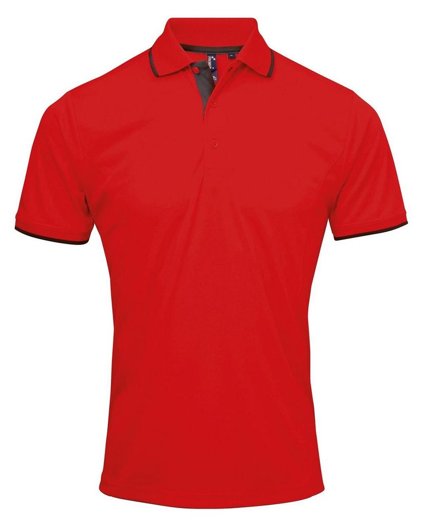 Premier - Poloshirt für Herren, Coolchecker LT5319 (L) (Rot/Schwarz)