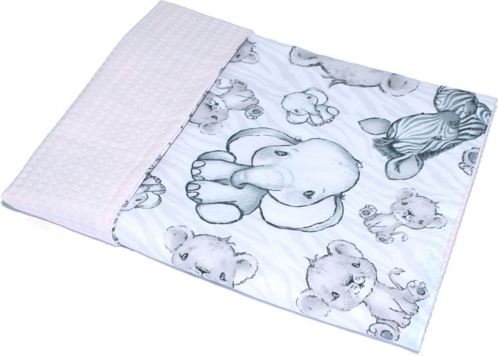 Babydecke Waffelpiqué Baumwolle Kuscheldecke Kinderwagendecke - 02. ZOO mit Lachs