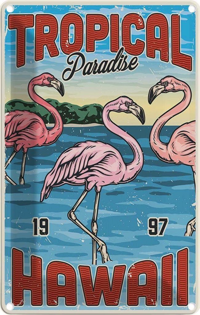 vianmo Blechschild 30x20 cm Tropical Paradise Hawaii Dekoration