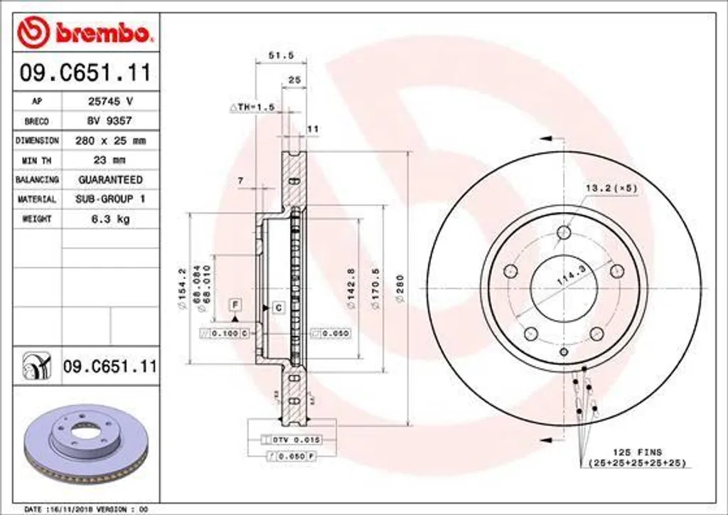 Stop vibrations : Disque de frein Brembo 09.C651.11 pour Mazda 3 et CX-3