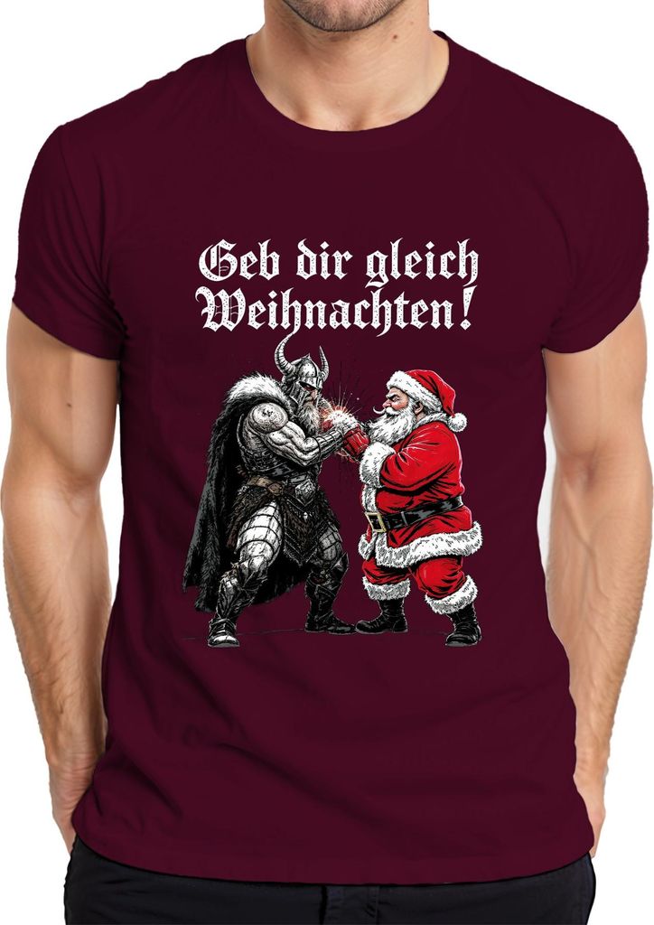 Geh dir gleich Weihnachten! Wikinger Nordisch Yulnacht Weihnachten Herren T-Shirt, Burgundy, L
