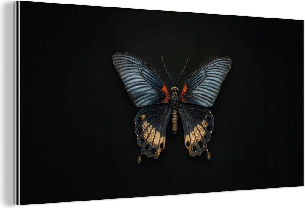 MuchoWow Wanddekoration Metall Metallbild Wandkunst 80x40 cm Schmetterling - Metallisch - Geometrisches Muster MuchoWow Aluminium Gemälde - Wandde...