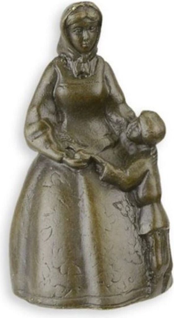 Casa Padrino Jugendstil Tischglocke Frau mit Kind Bronzefarben Ø 3,9 x H. 6,9 cm - Tischklingel Service Glocke aus Bronze - Hotel & Gastronomie Ac...