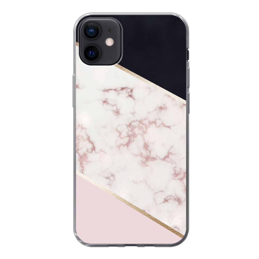 MuchoWow Handyhülle Schutzhülle Hülle für iPhone 12 mini Marmor - Roségold - Luxus Silikon Softcase Handy Hülle - Bild