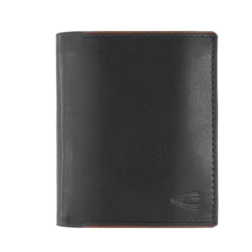 Portefeuille homme cuir noir camel active pour voyage et usage quotidien