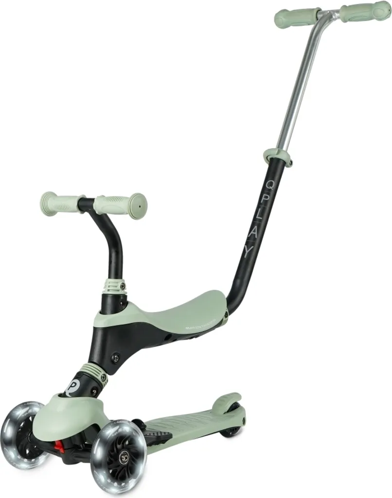 Qplay Sema Pro Vert 3w1 : Trottinette Stable et Évolutive 3 Roues