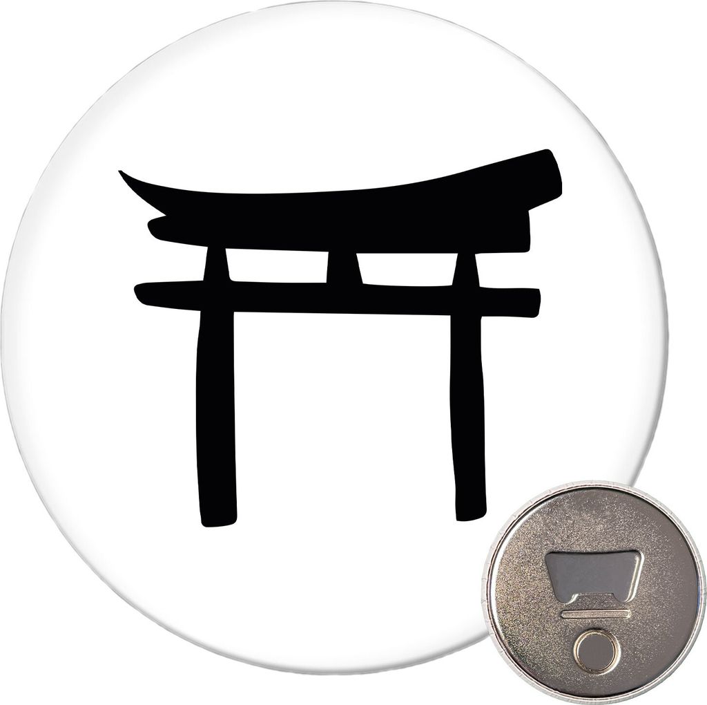 Huuraa Magnet Torii Shintoismus 59mm Kühlschrankmagnet rund Flaschenöffner Geschenkidee