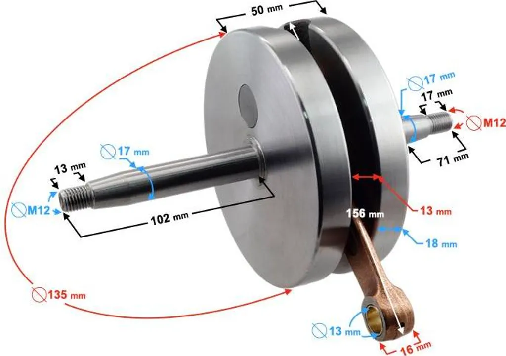 Vilebrequin WSK 125 anti-vibration pour réparer moteur moto