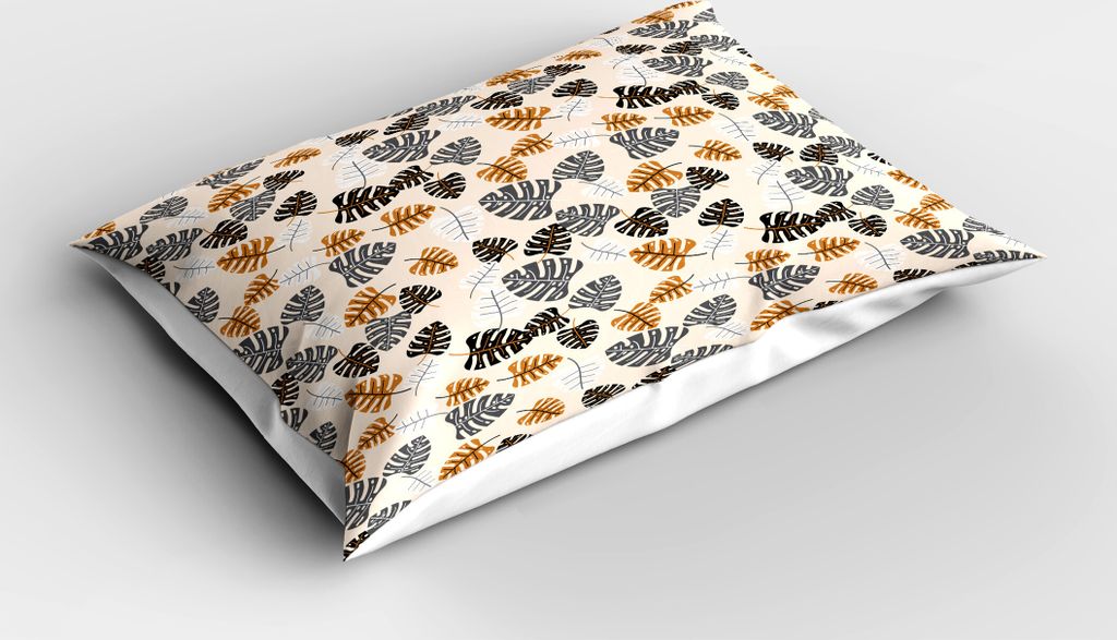 ABAKUHAUS Blätter Kopfkissenbezug, Silhouetten von Tropical Monstera Hawaiian Plantation, 40x80 cm, Champagne Mehrfarbig