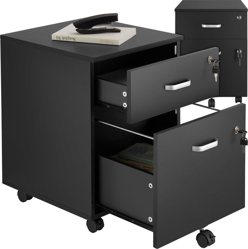 tectake® Rollcontainer Vagur mit 2 Schubladen für Dokumente Produktbild 