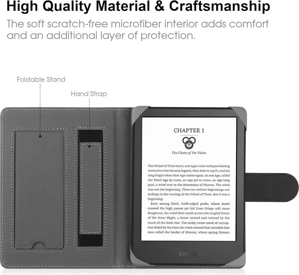 Custodia Ebook Reader 6-6.8'' Kindle e Kobo - Nero Elegante - 5